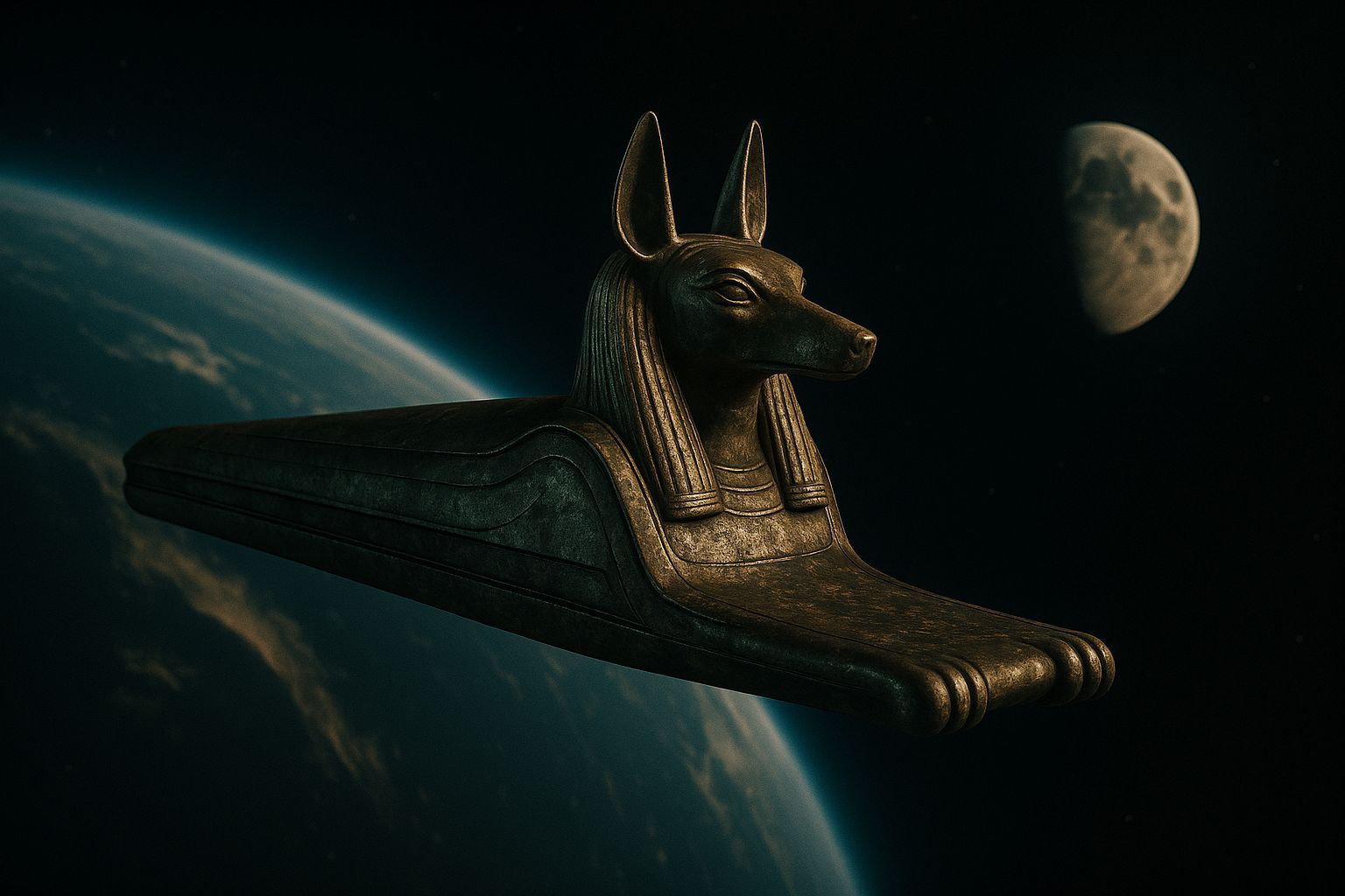 Ancient Egyptian Spacecraft Drifts through Cosmic Desert