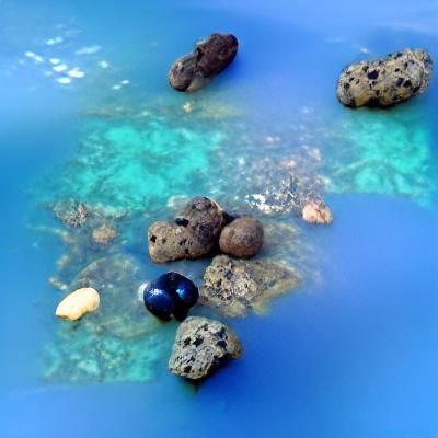 Tropical Lagoon: Deep Blue Water and Shallow Rocks