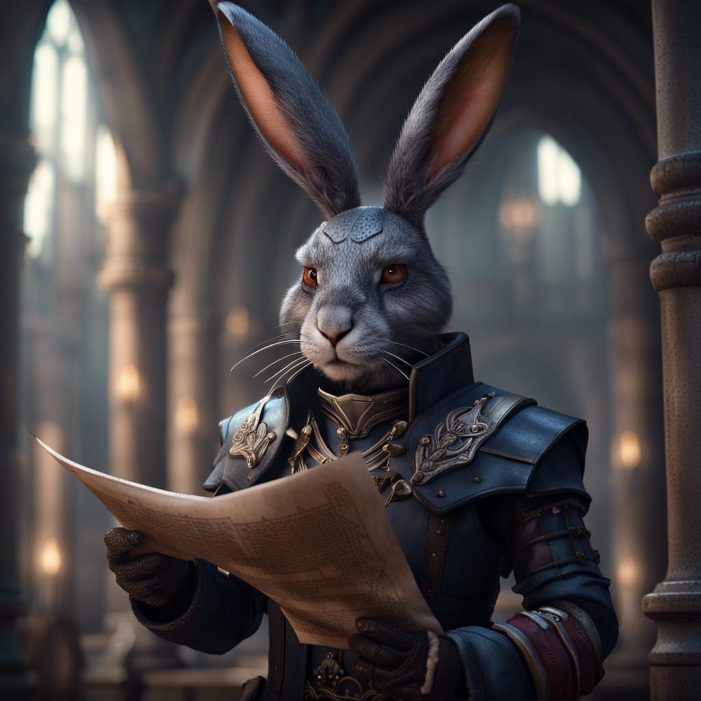Fantasy Artificer Rabbit in Detailed Matte Painting