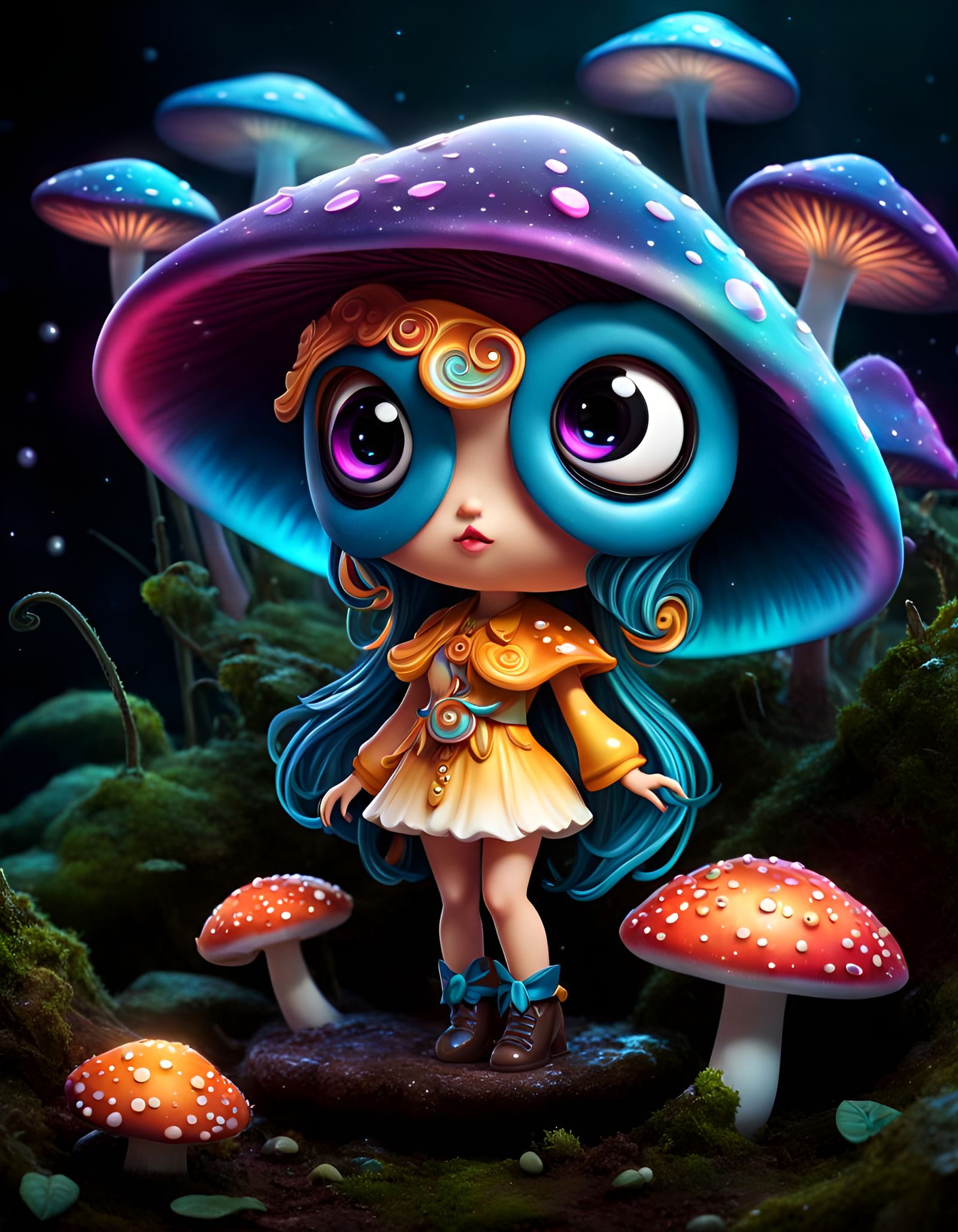 Adorable Mushroom Outer-God in Pop-Surrealist Style