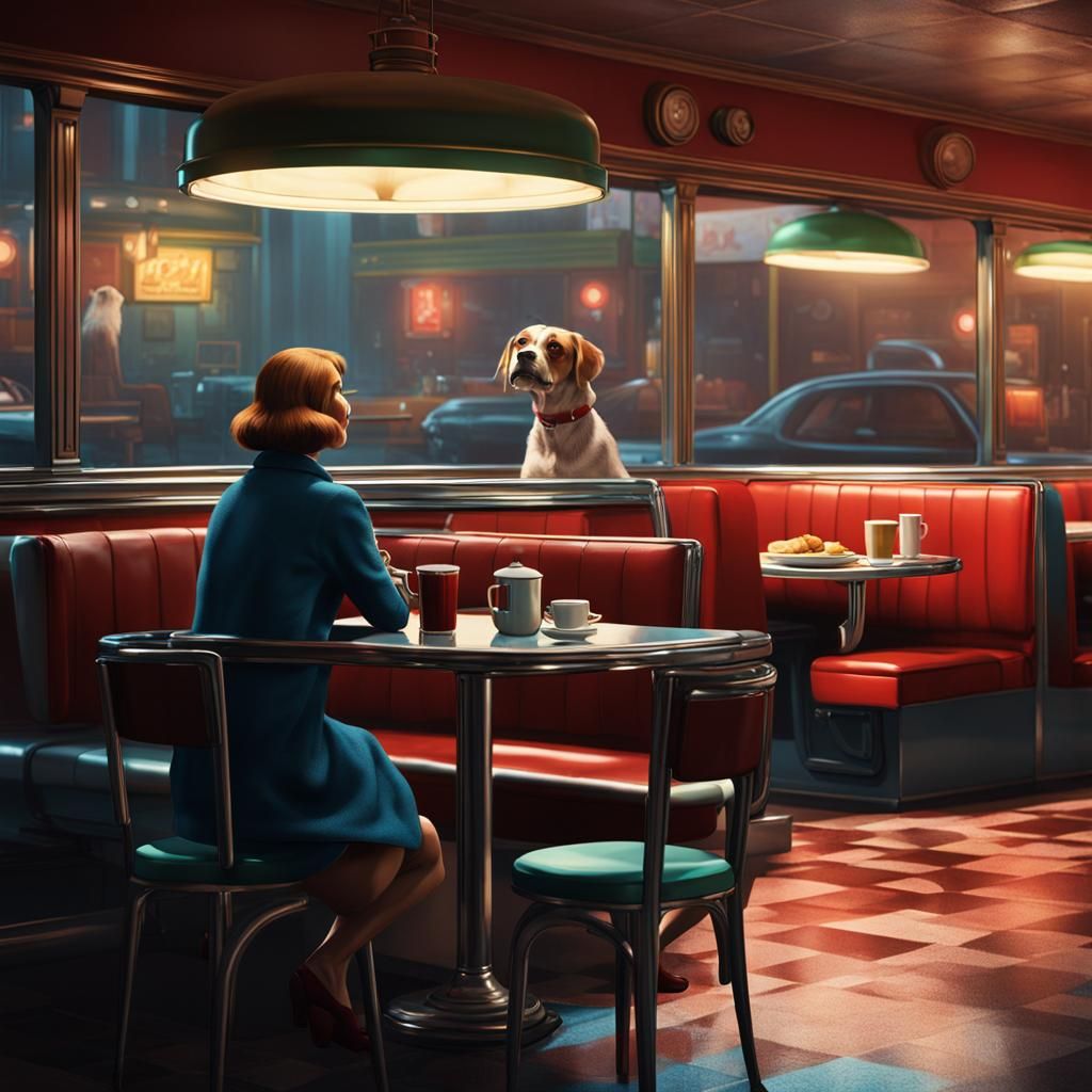 Woman in Diner, Inspired by American Realism