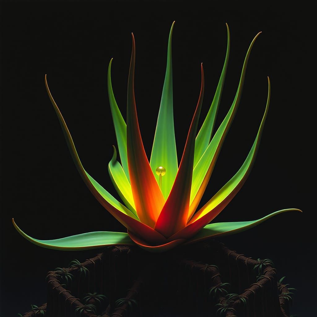 Rainbow Aloe Vera Plant in Surreal 3D