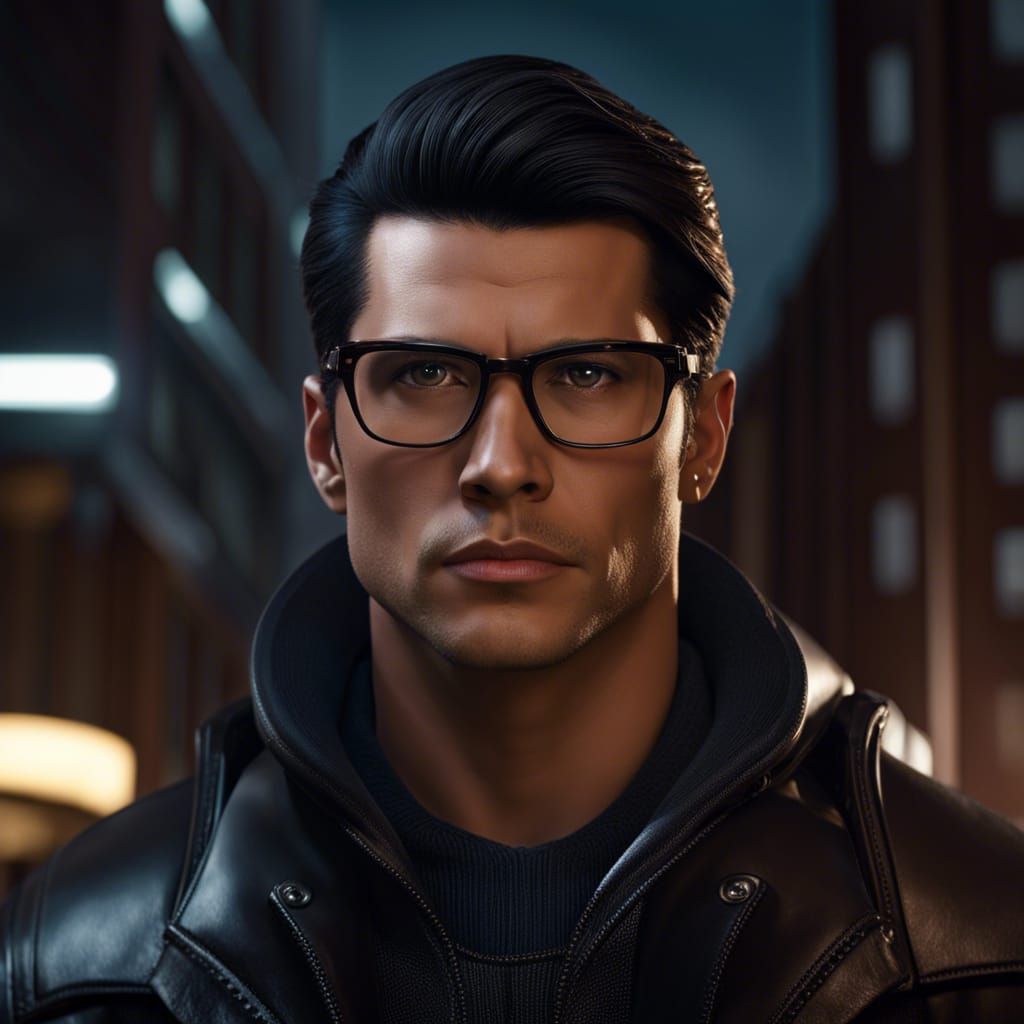 Handsome Man Ready to Fight, in Leather