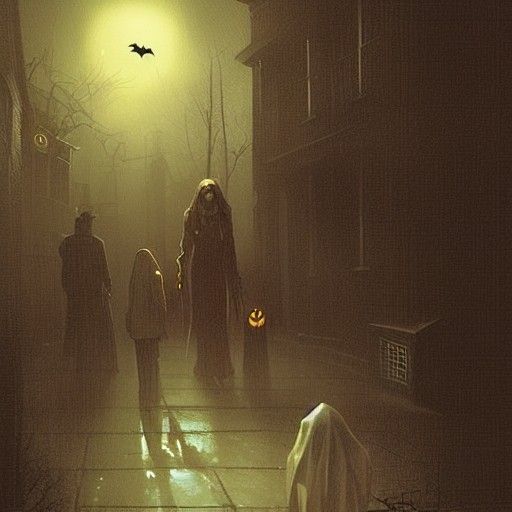 Spooky Halloween Town Trick or Treat, Sinister Art