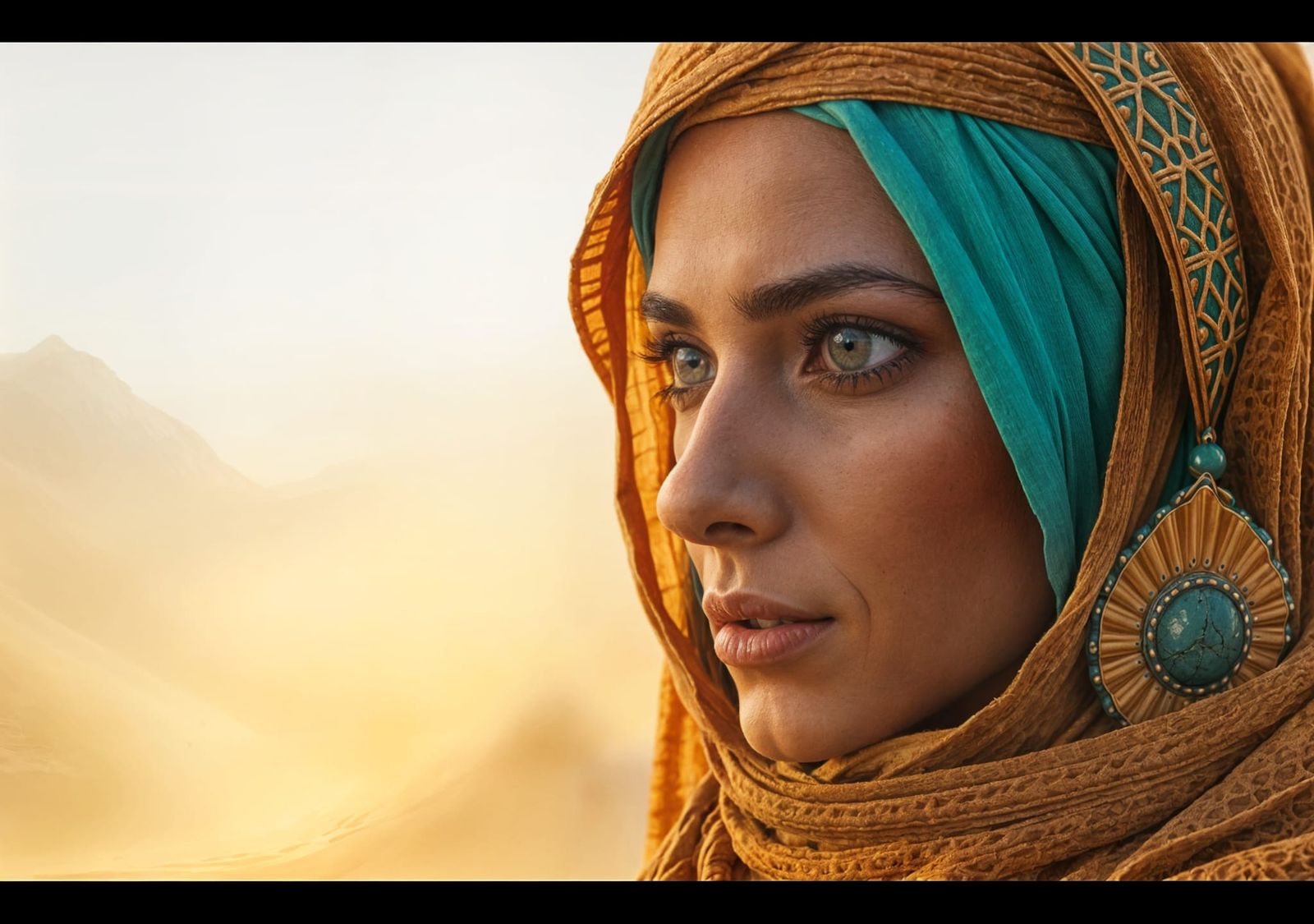 Bedouin Woman in Desert Sandstorm: Matte Painting