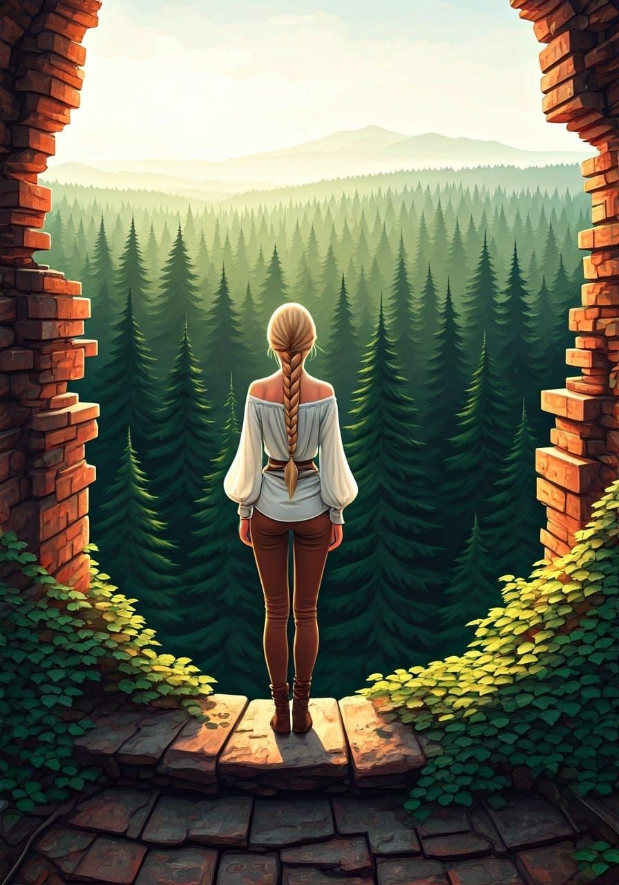 Enchanted Medieval Maiden in a Summer Landscape