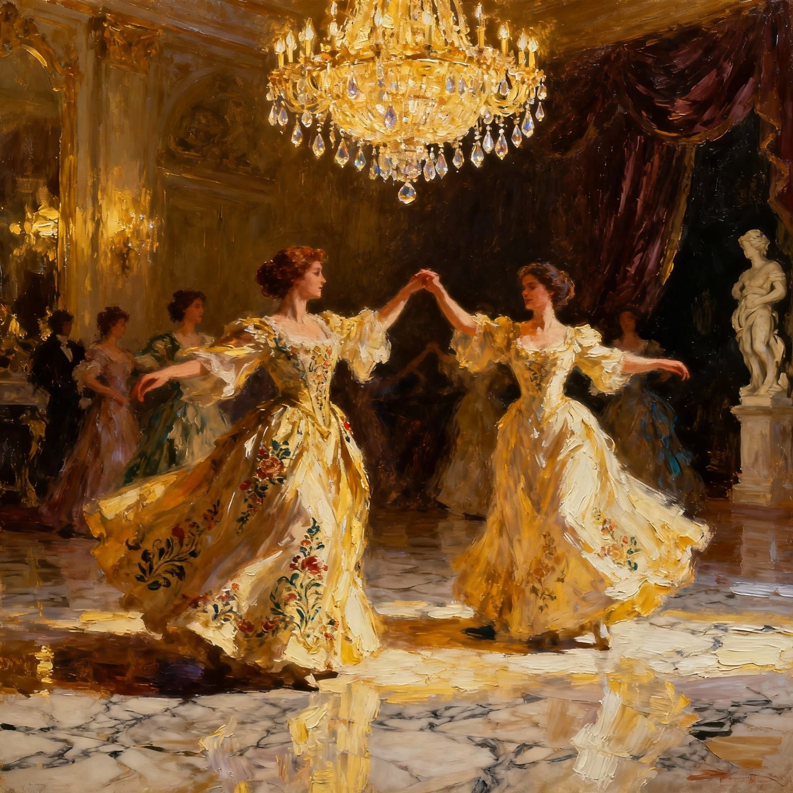 Opulent Ballroom Dance in Textured Impasto Style