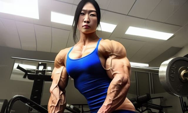 Muscular Chinese Female Bodybuilder with Ripped Physique