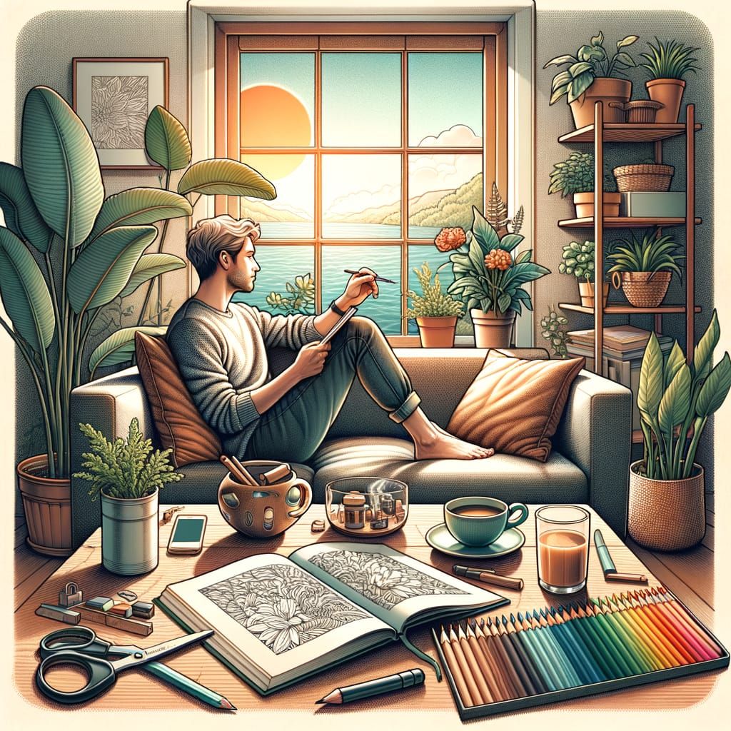 Hyperrealistic Coloring Book Cover: Calm Slice of Life