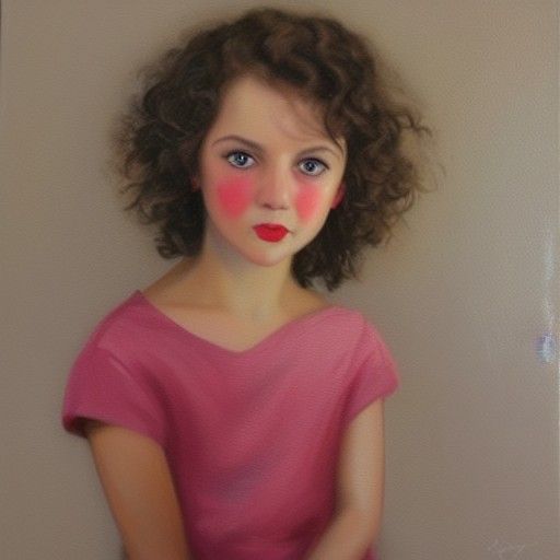 Girl with Green Eyes Portrait in Oil Painting Style