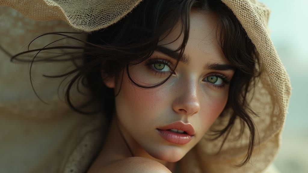 Ethereal Woman Portrait in Muted Tones