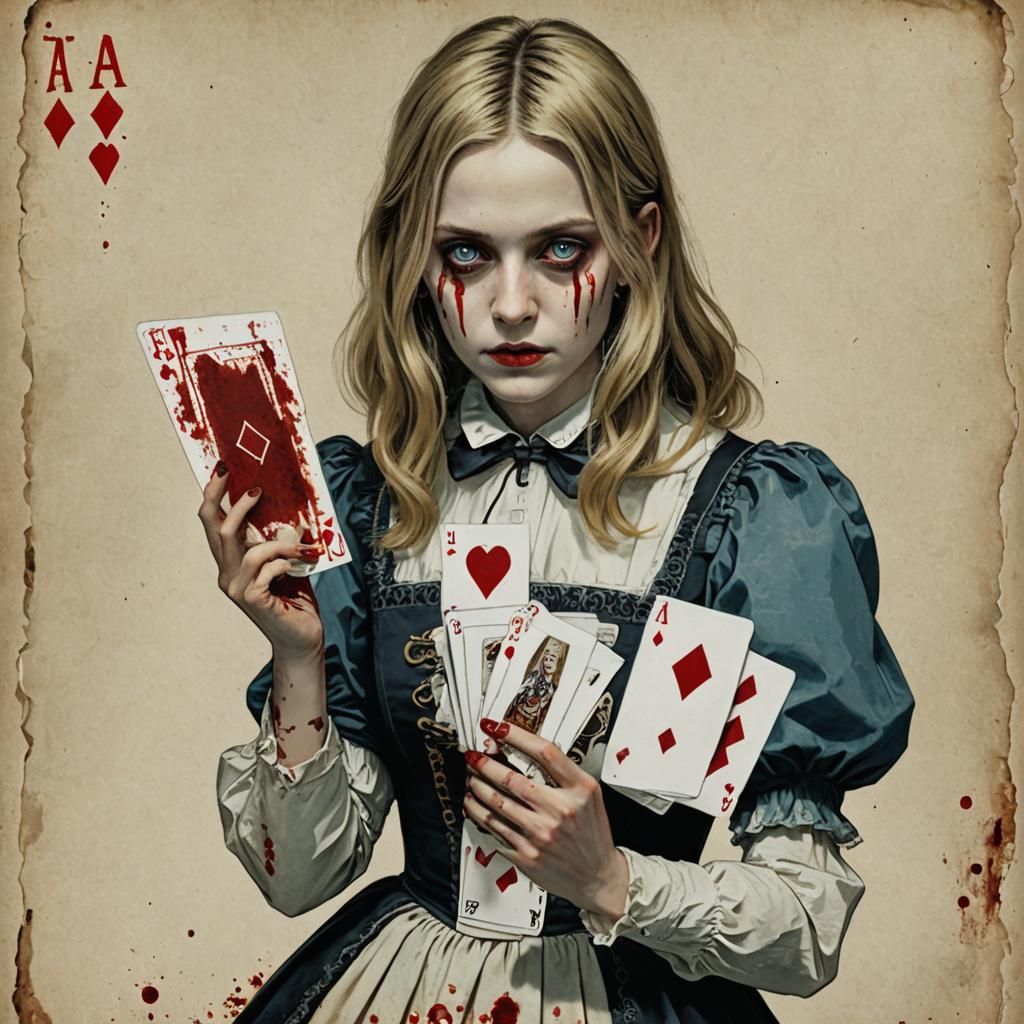 Dark Alice with Bloody Playing Card
