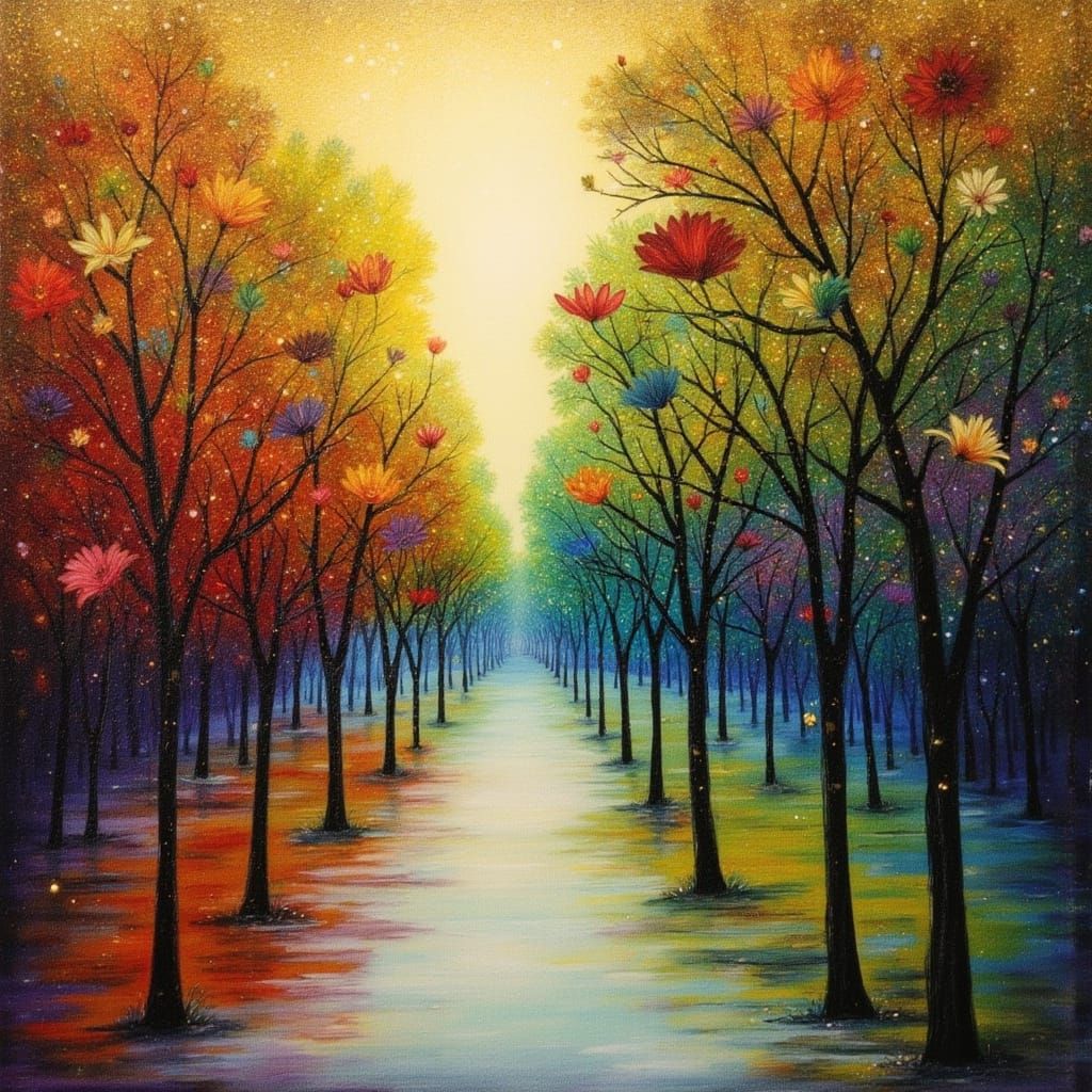 Vibrant Street Scene in a Whimsical Dreamworld