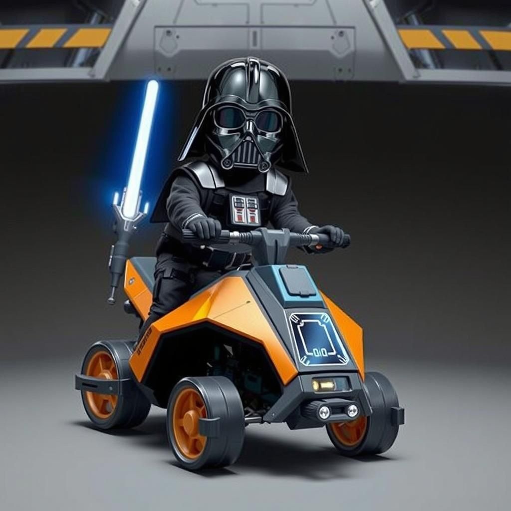 Futuristic Child on Toy Speeder Bike