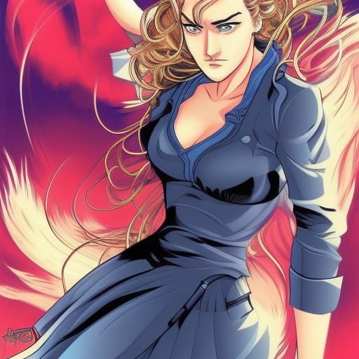 Anime Caricature of Kate Winslet in Comic Book Style