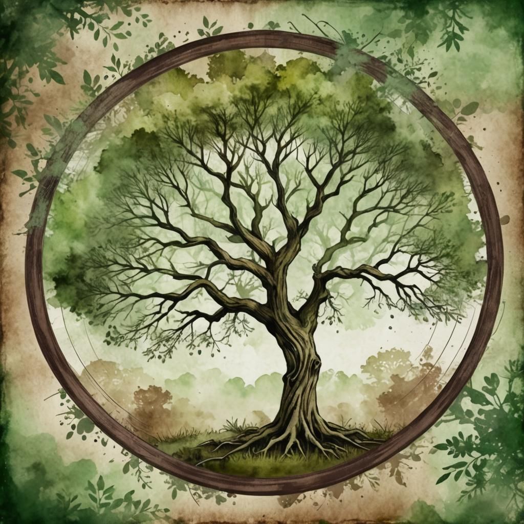 Naturepunk Tree in Digital Scrapbook Style