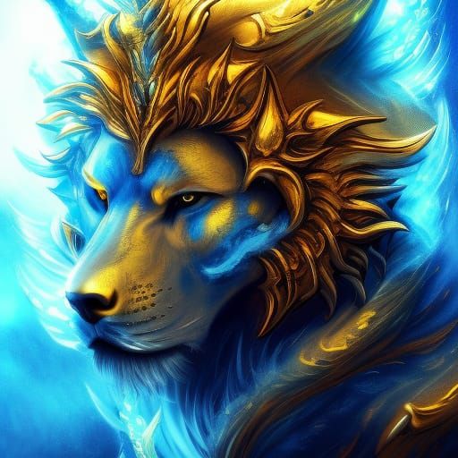 Fiery Toxic Skull, Wolf, Lion and Demon in Flames