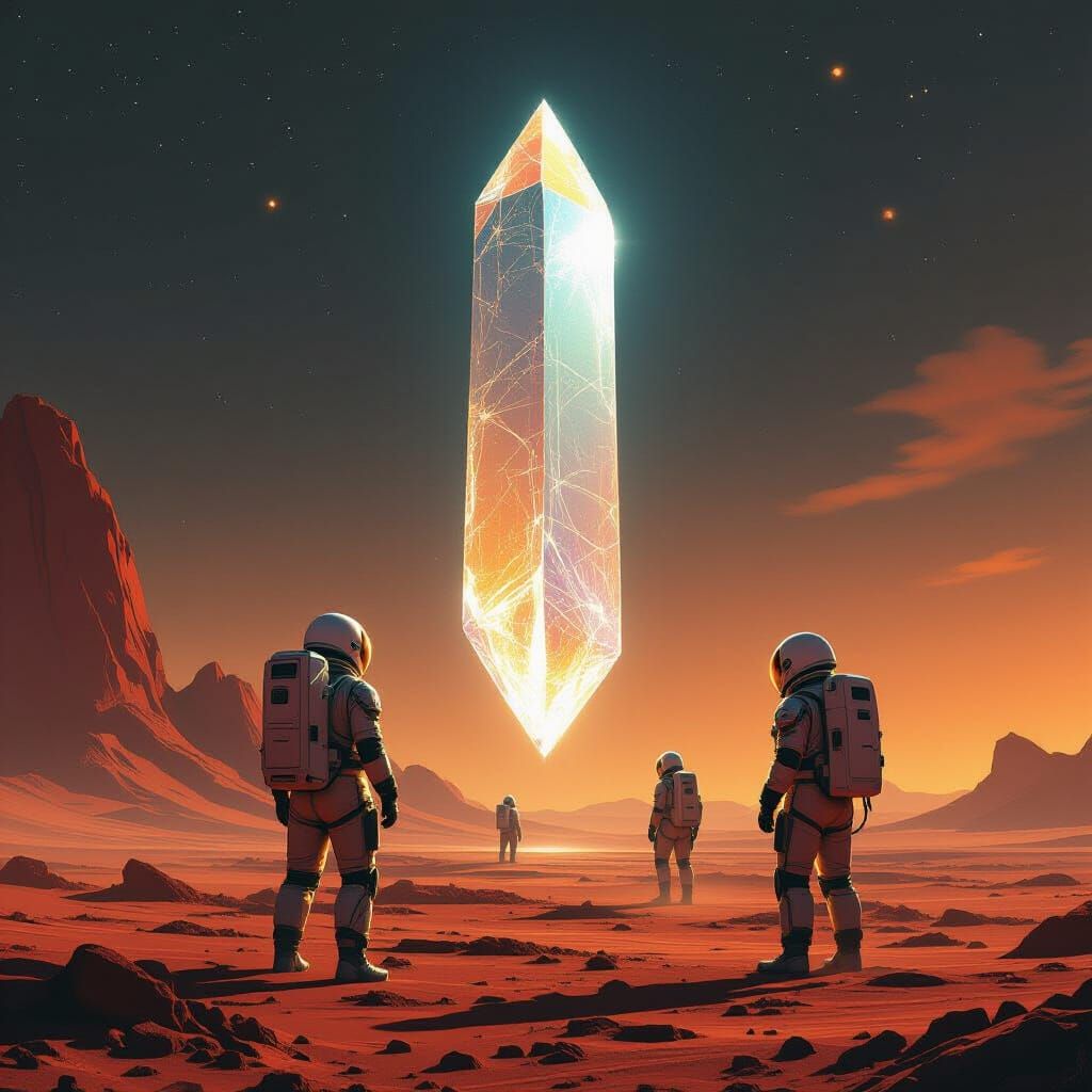 Astronauts Discover Crystalline Monolith on Alien Planet