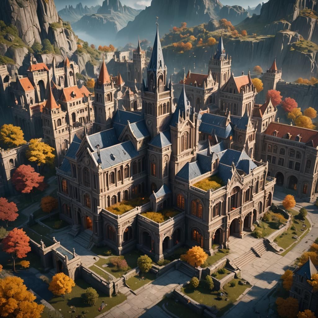 Fantastical School in Detailed Matte Painting Style