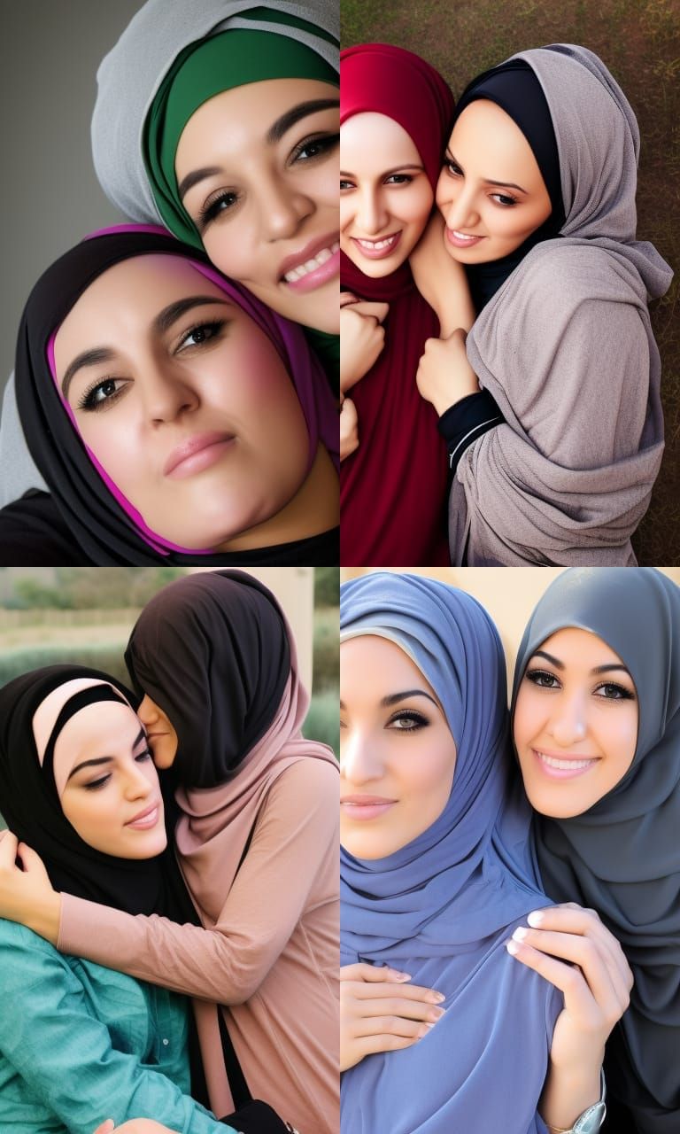 hijab lesbian cuddly couple <3