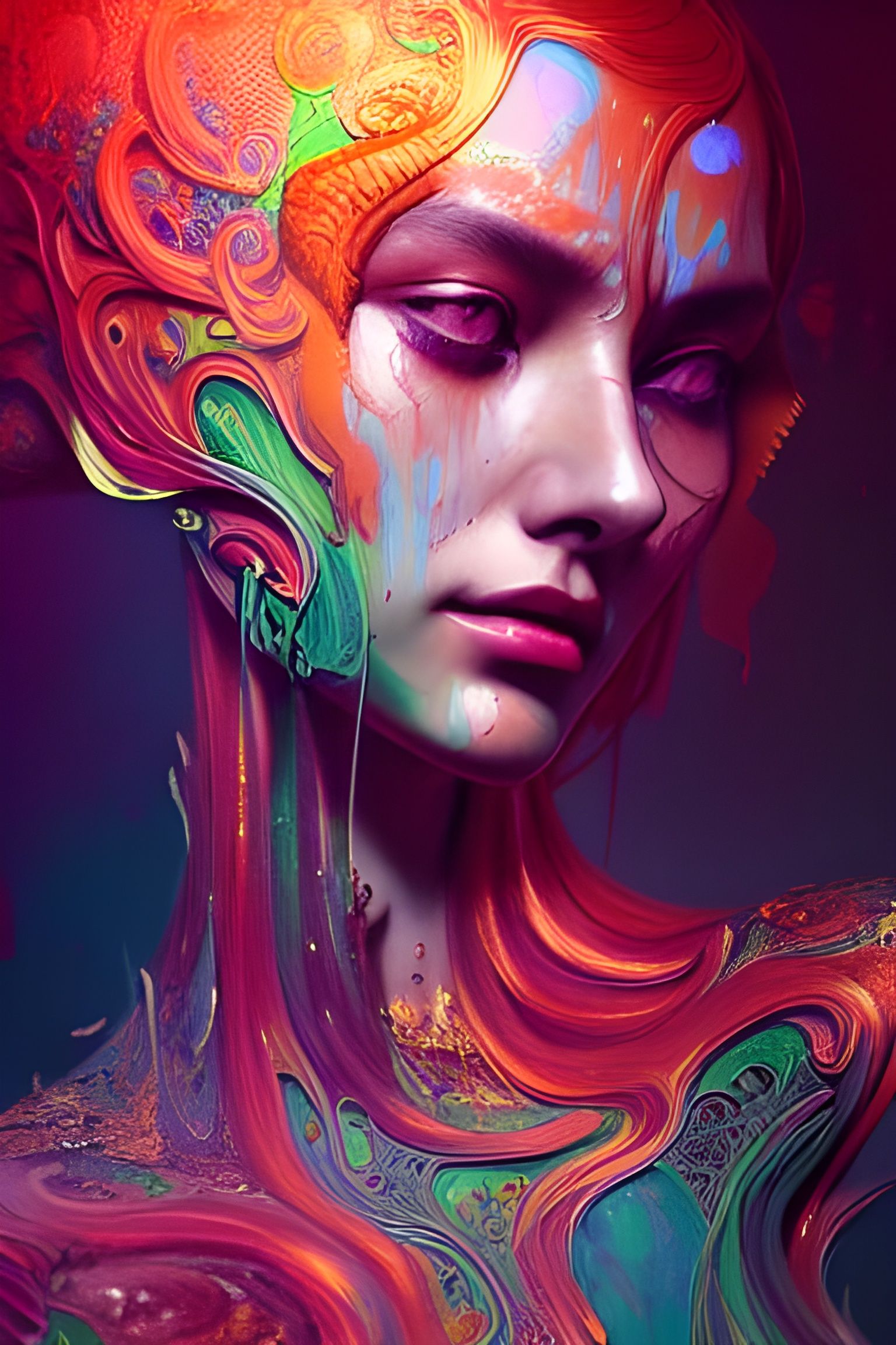 Enigmatic Liquid Woman: Hyperdetailed Fantasy Portrait