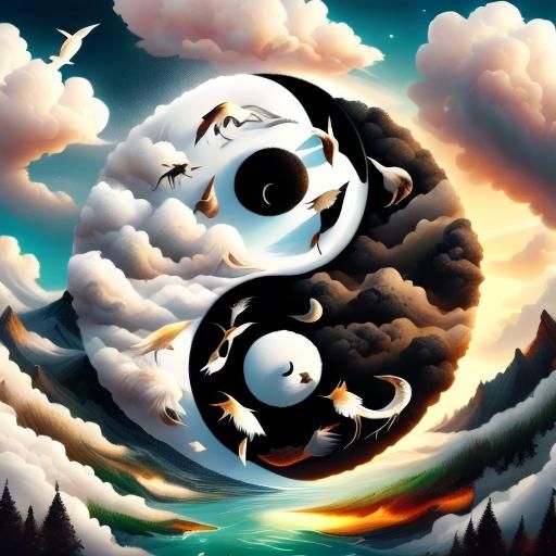 Yin Yang Cats: Black and White Mainecoons