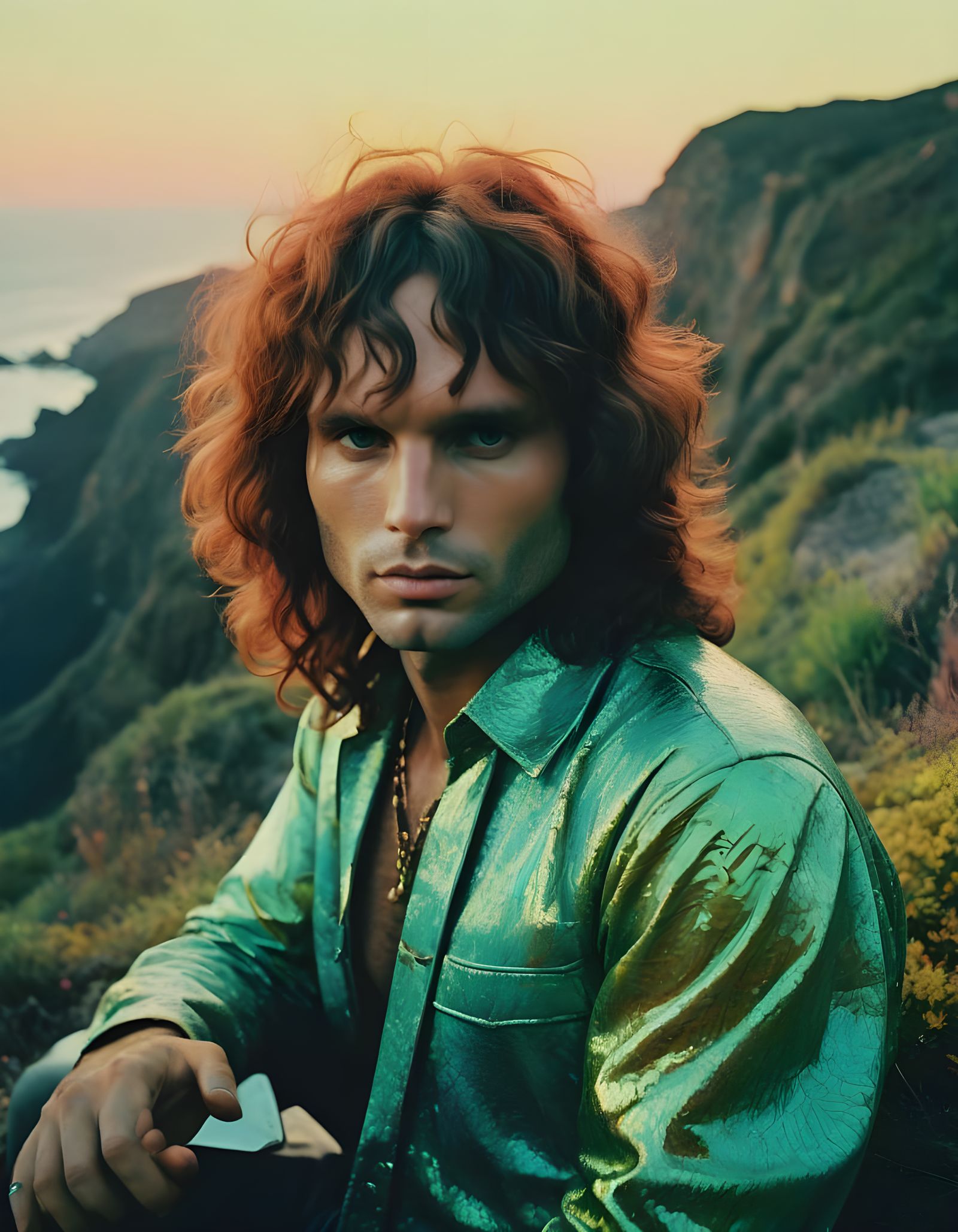 The Lizard King in Psychedelic Retro-Futuristic Style