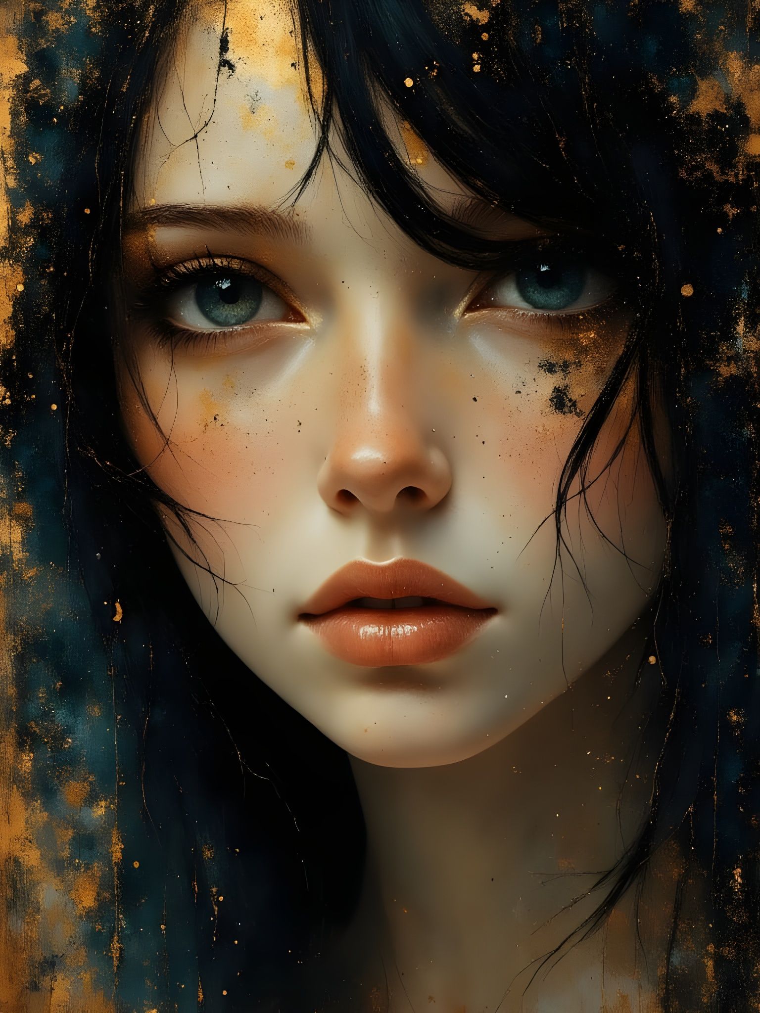 Close-Up Portrait of Woman With Deep Stare