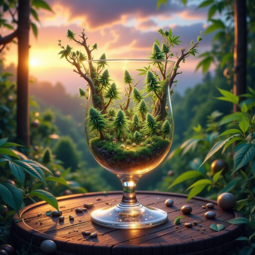 Mystical Cannabis Garden Chalice at Sunset