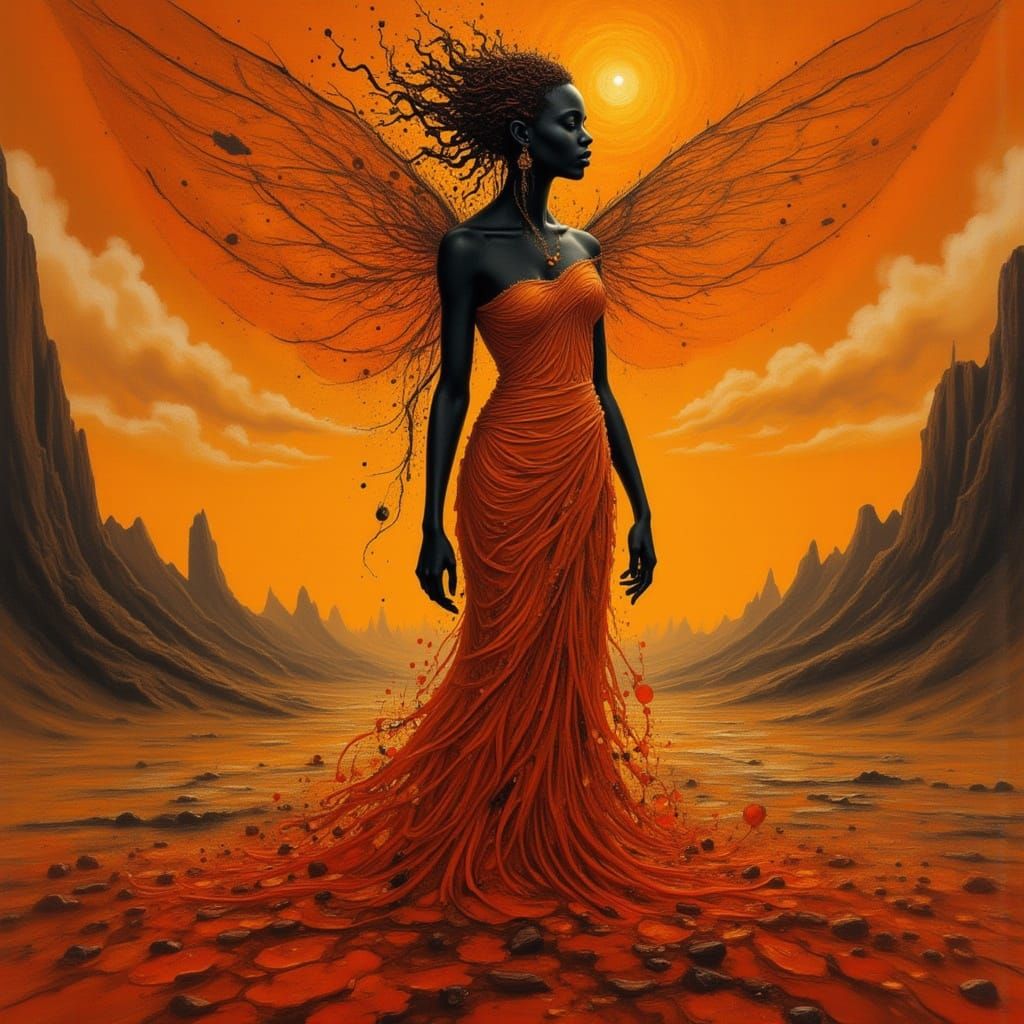 Goddess of Art in Burnt Orange Palette