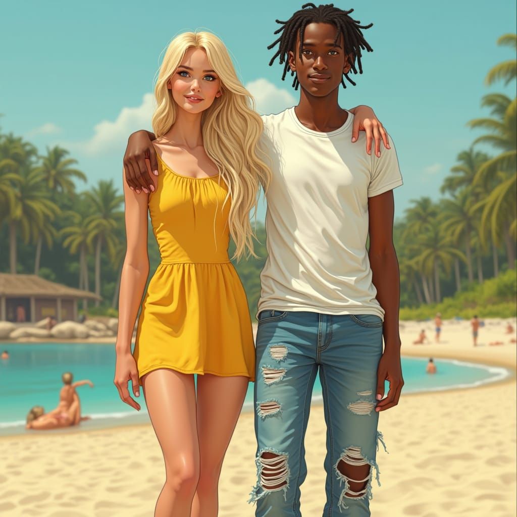 Contemporary Portrait of Two Teenage Friends in Vibrant Outd...