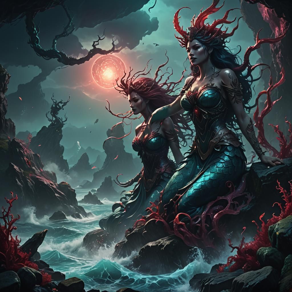 Siren Luring Man: Dark Fantasy Concept Art