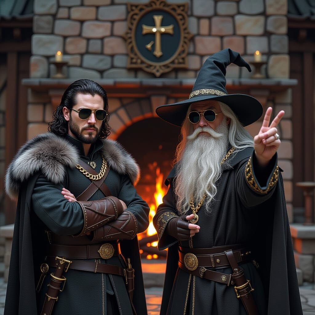 Jon Snow and Gandalf in Digital Painting Style