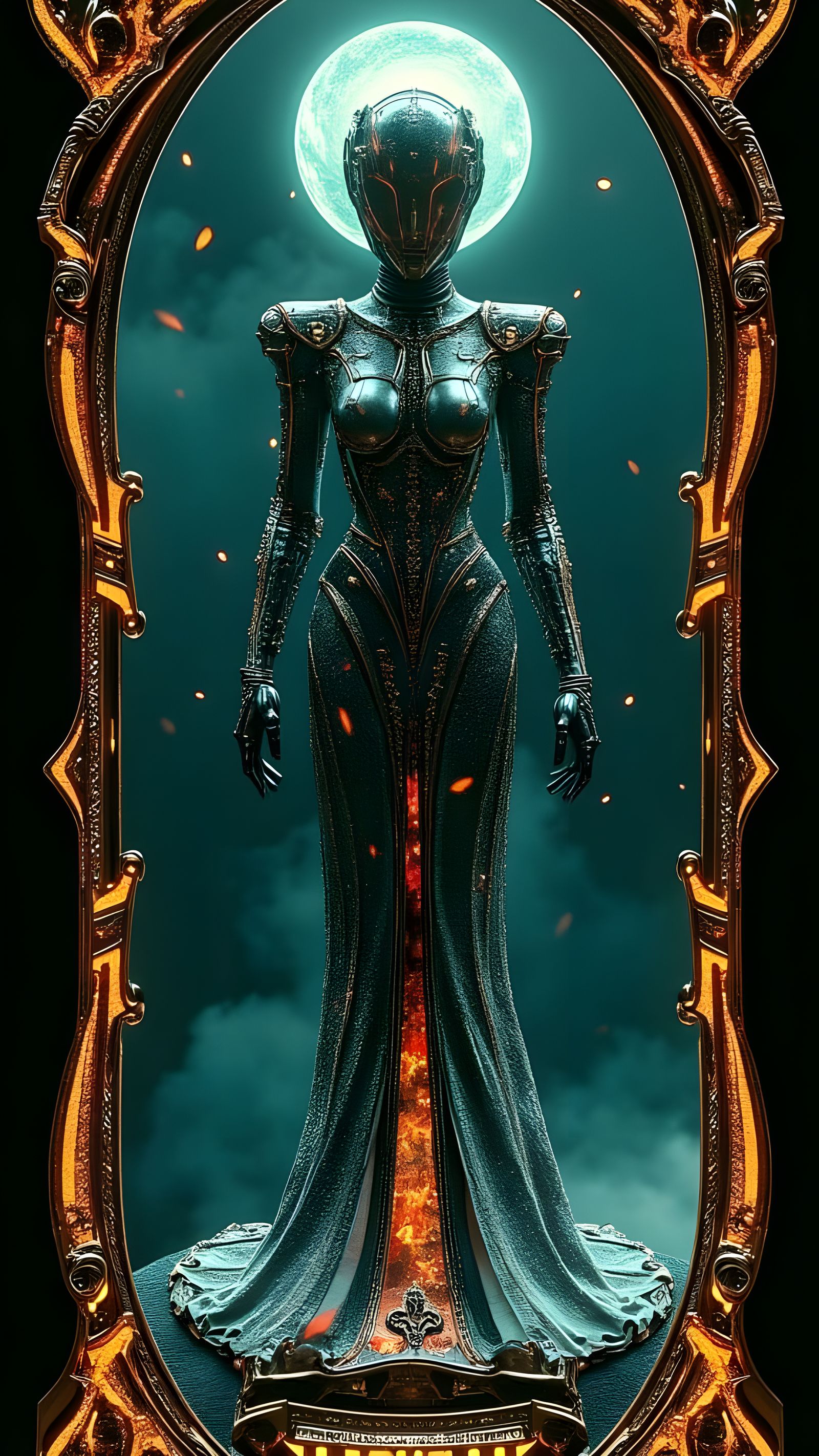 Cyberpunk Portrait of Robotic Maria in a Dystopian Cityscape