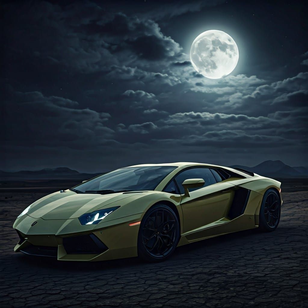 Lamborghini Drives Through Moonlit Countryside