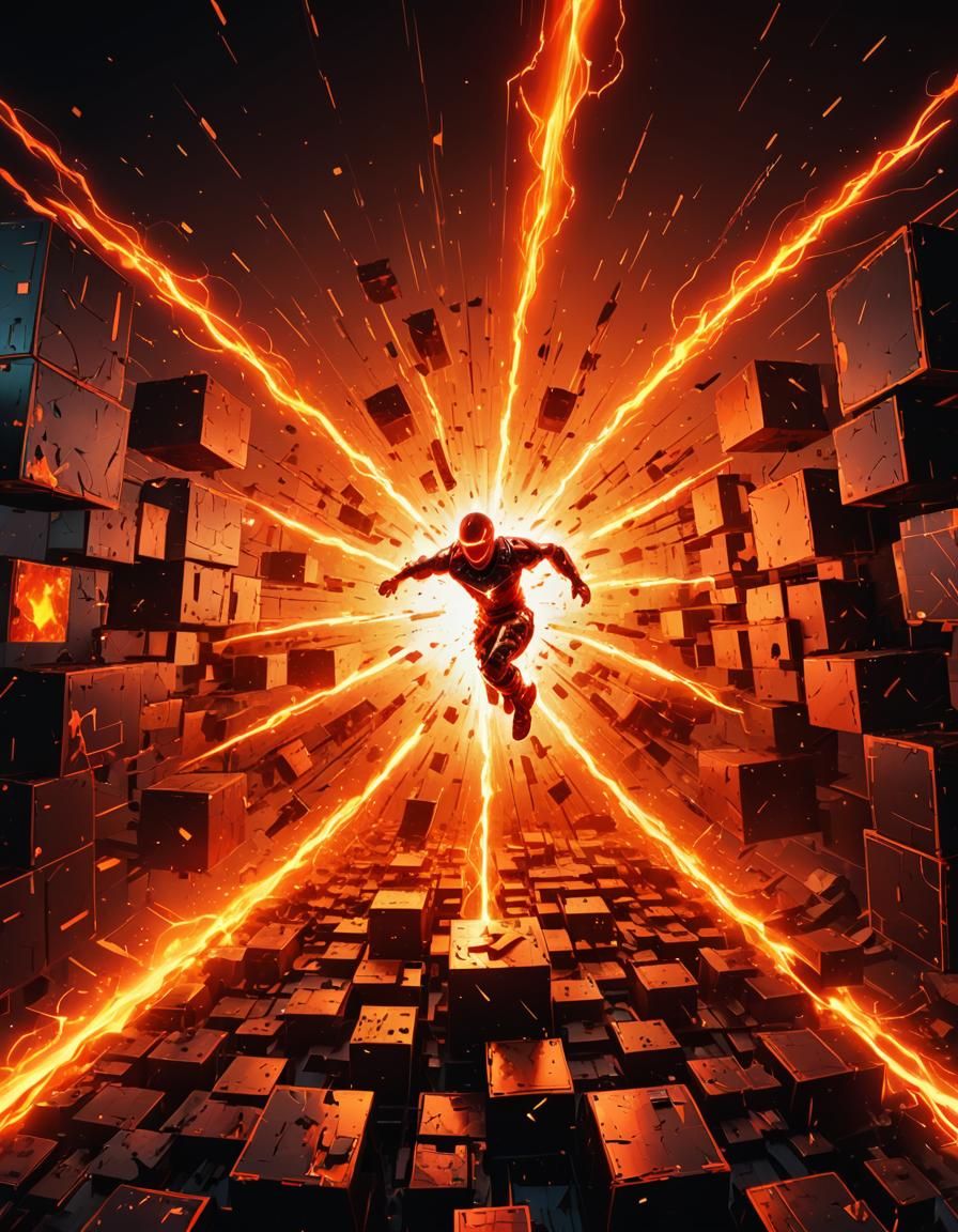 Glitch Art Star Explosion in Cyberspace Wasteland