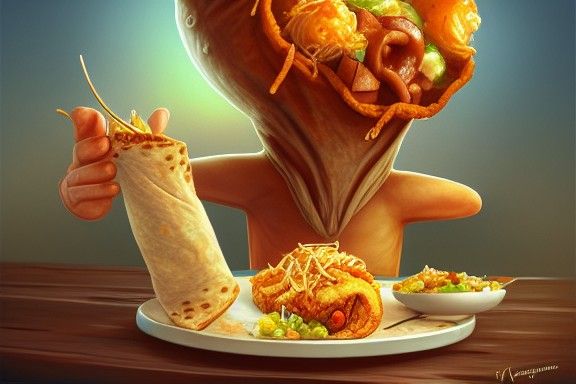 Hyperdetailed Burrito Monster's Mexican Feast