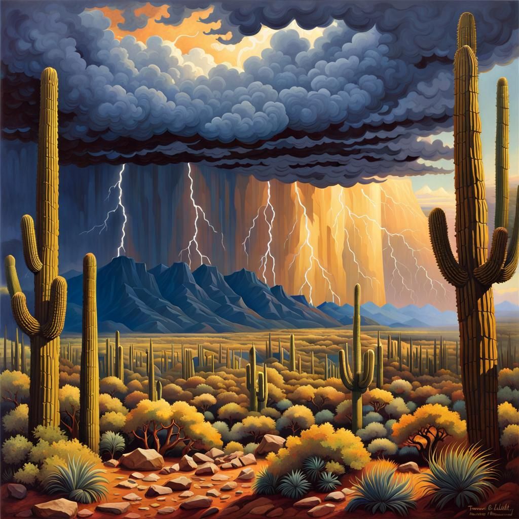 Apocalyptic Storm over Arizona Landscape Art