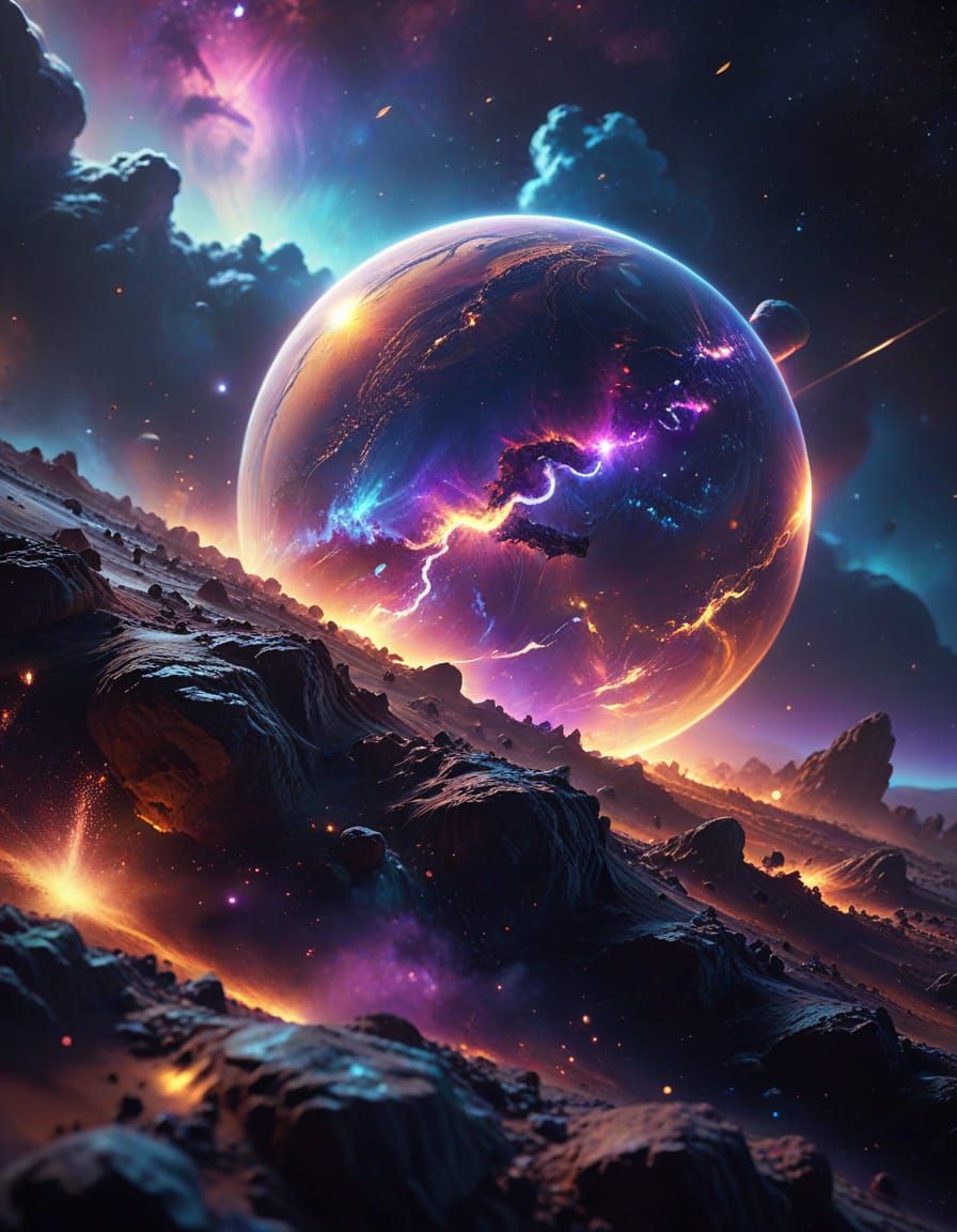 Vibrant Nebula Planet in Cinematic Sci-Fi Style