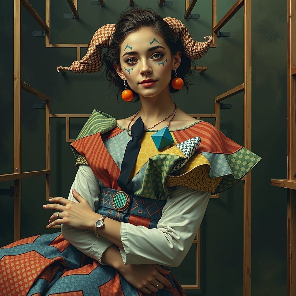 Harlequin Geometric Optical Illusion in Hyperrealism