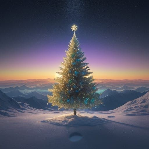 Whimsical Christmas Star Scene in Vibrant Digital Art