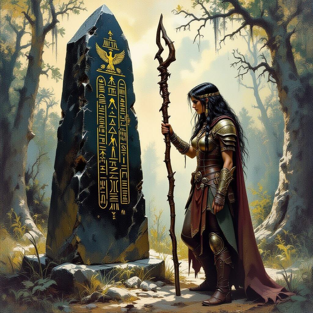 Druid Studies Glyphs in Fantasy Oil Painting