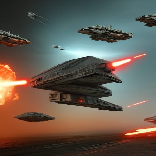 Star Wars Ships Battle in Cinematic 3D Render