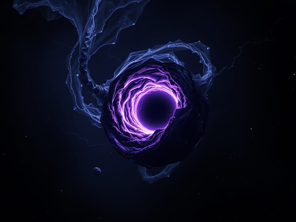 Miniature Black Hole with Dark Energy, 3D Anime Art