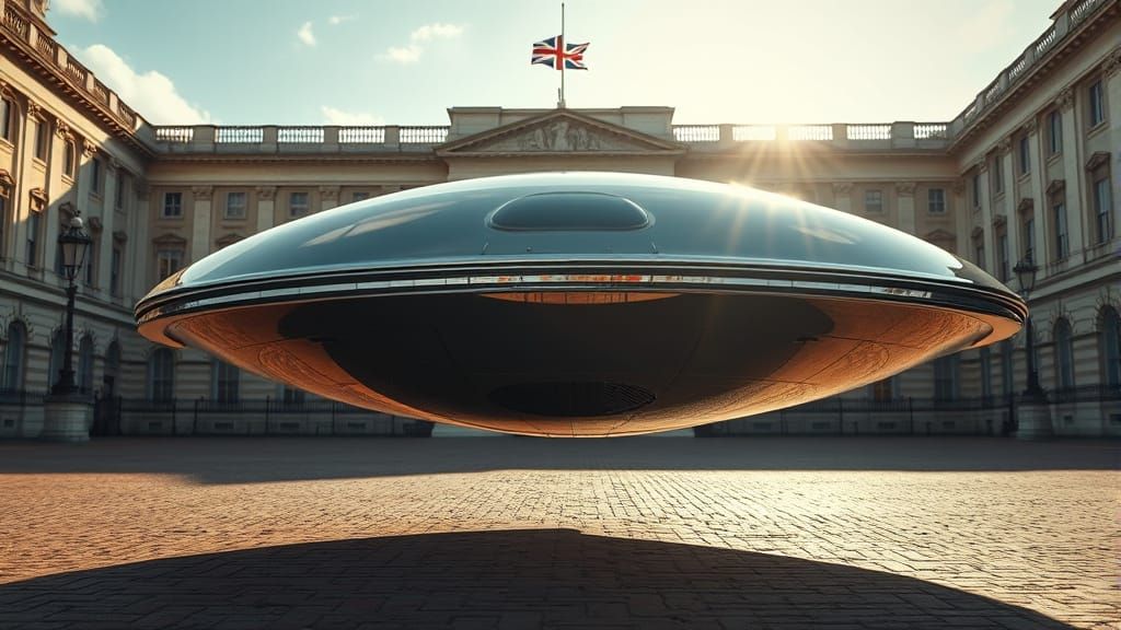Chrome UFO Lands At Buckingham Palace