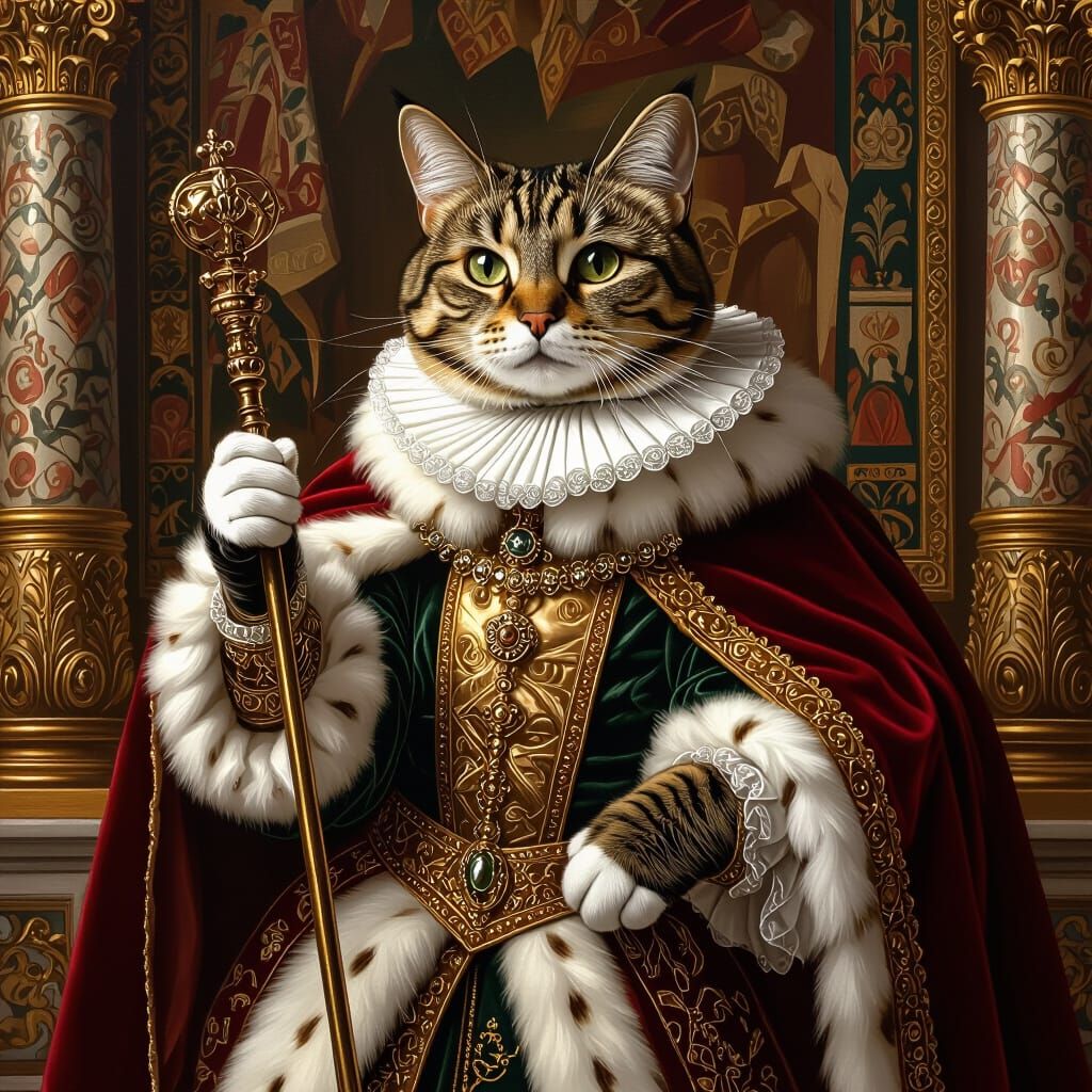 Renaissance Cat Portrait in the Style of Old Masters