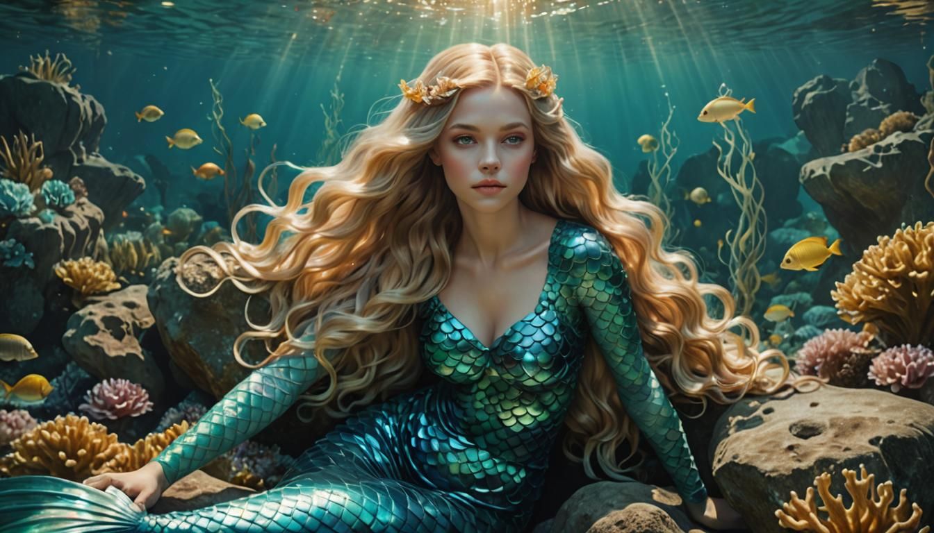 Underwater Mermaid in a Surrealist Style
