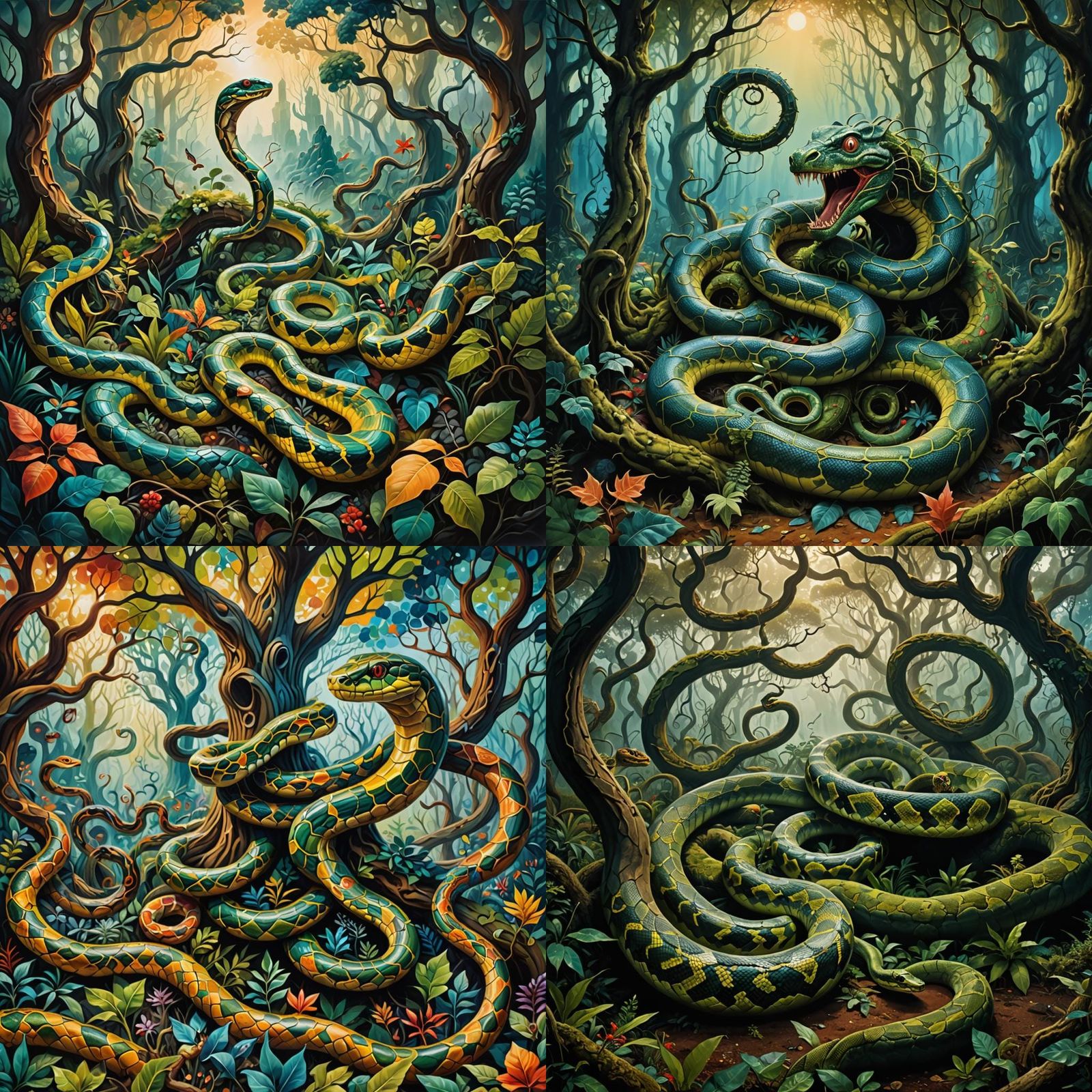 Fantasy Forest Encompassed by a Serpent