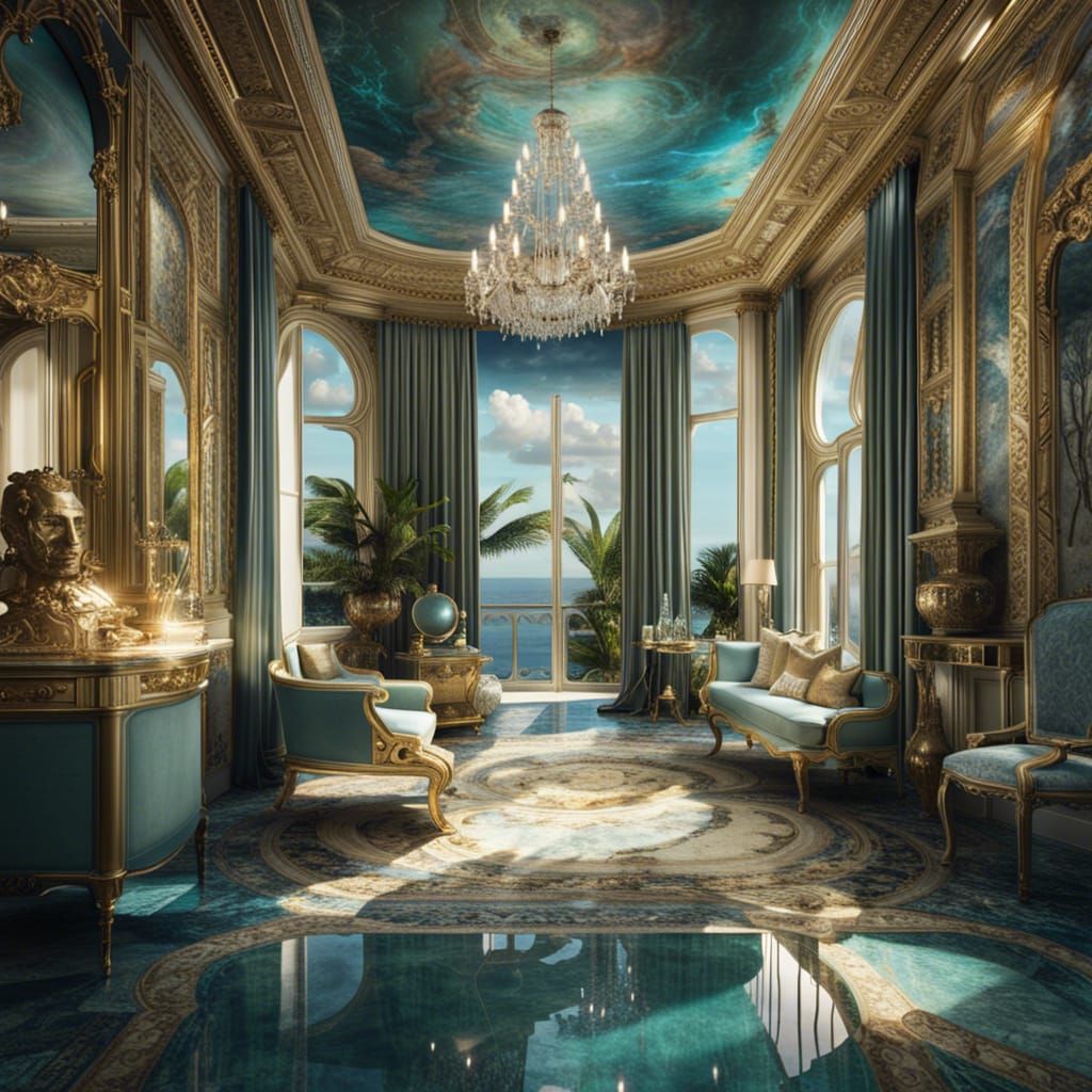 Opulent Ocean View Sitting Room Interior