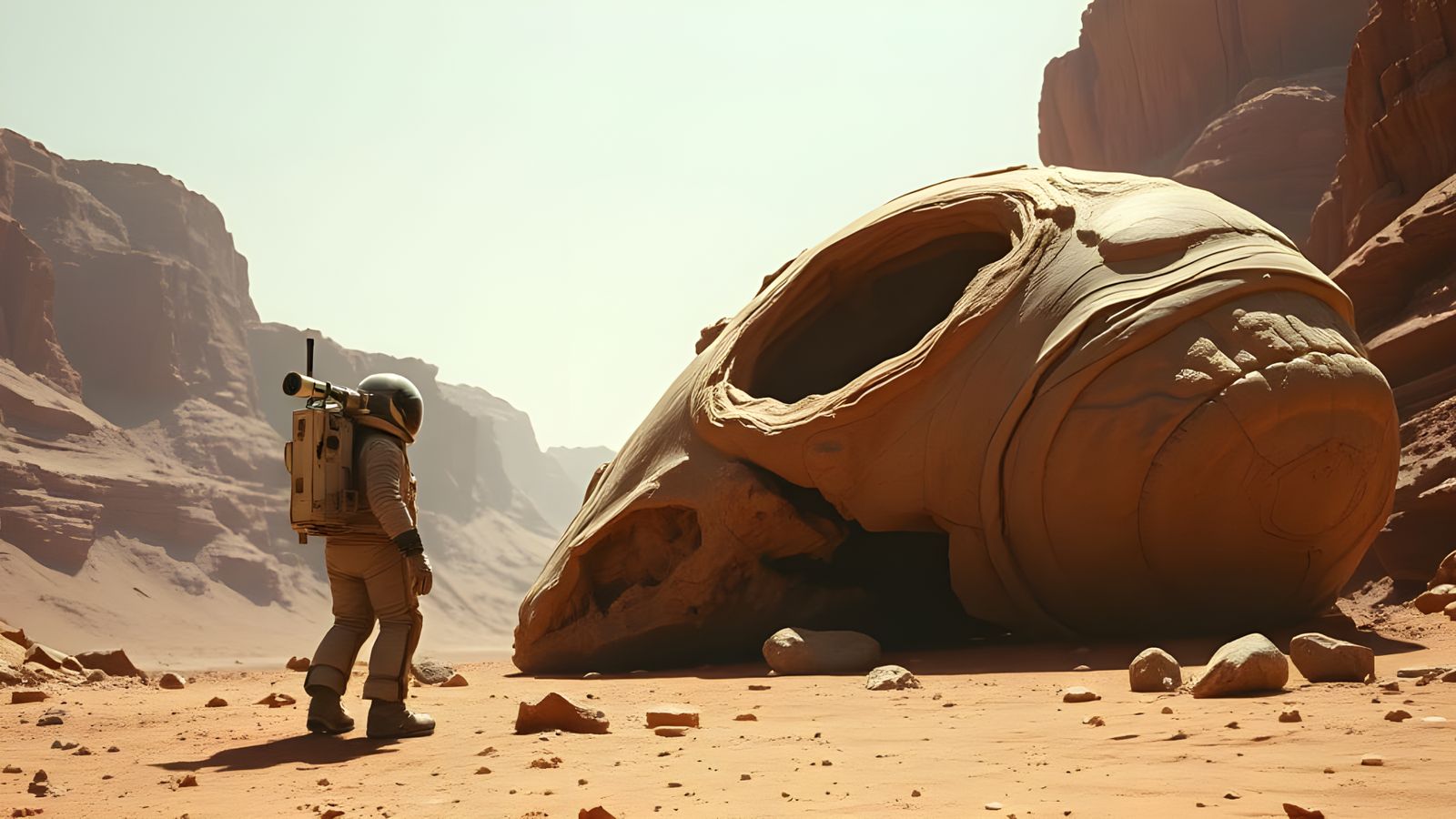 Astronaut Discovers Alien Fossil on Mars in Retro-Futuristic...